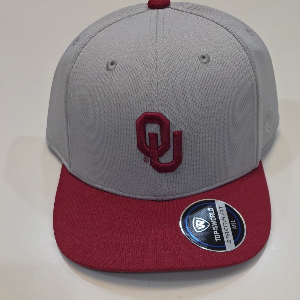 OKLAHOMA SOONERS|Top Of The World Stretch Fit|Gray/Red Colorway|Size M/L